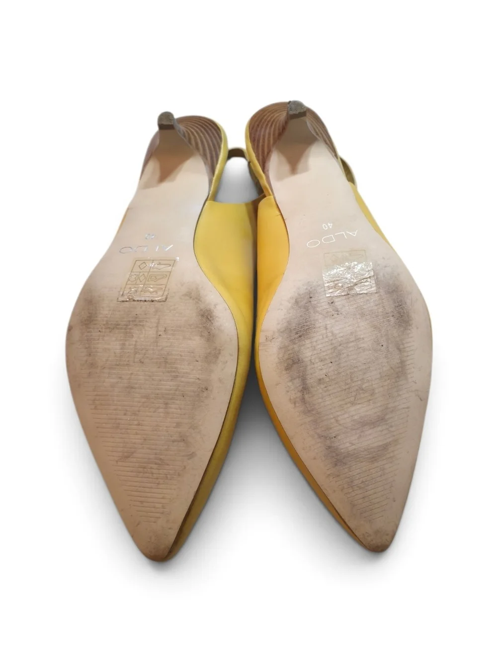 ALDO Mustard Yellow Pointed Toe Slingback Low Heals